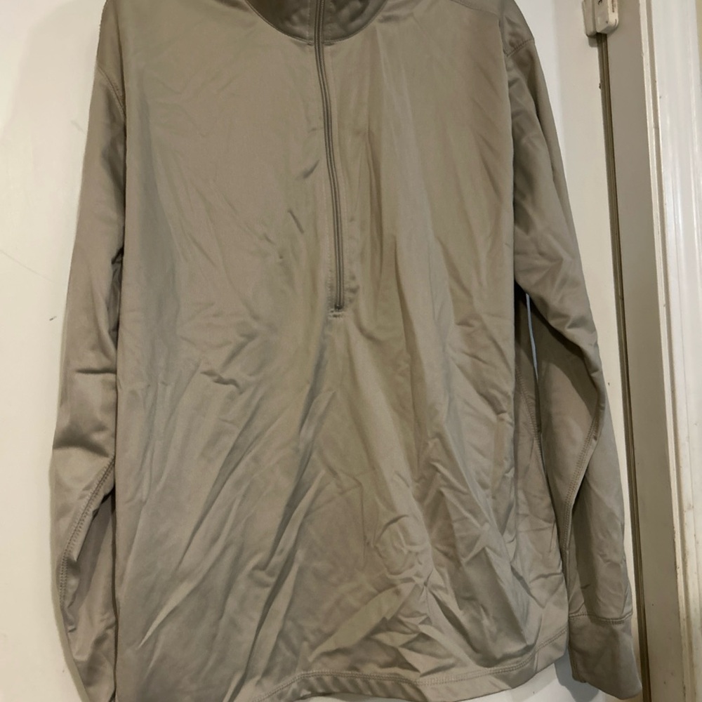 USGI MILITARY Apparel Men's Large Tan 1/4 Zip Long Sleeve Shirt Heat Retentive